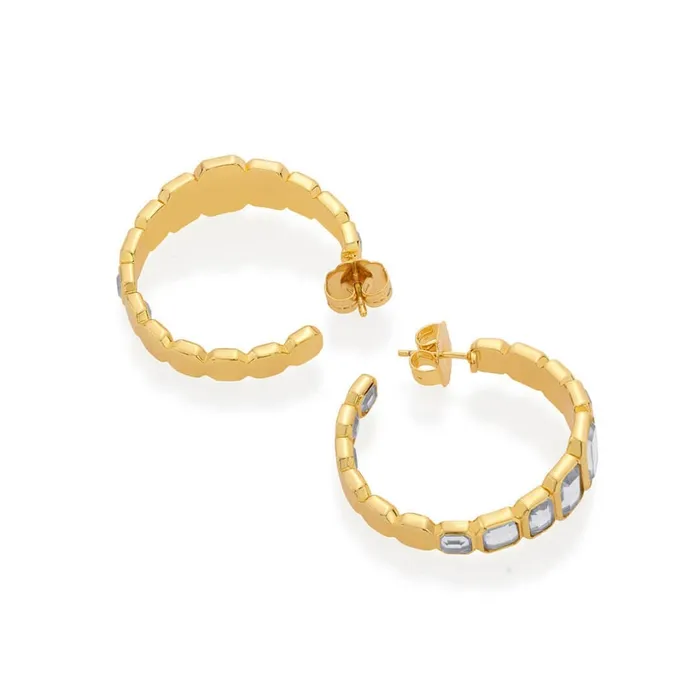 PreStyled Sets Gold Jugni Mirror Hoops Isharya Modern Indian Jewelry