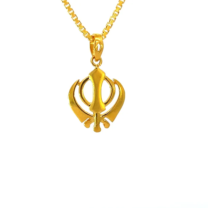 PreStyled Sets Gold Palace 22k Yellow Gold Khanda Religious Medium Pendants with gold weight of 275g PreStyled Sets Gold Palace 22k Yellow Gold Khanda Religious Medium Pendants with gold weight of 275g