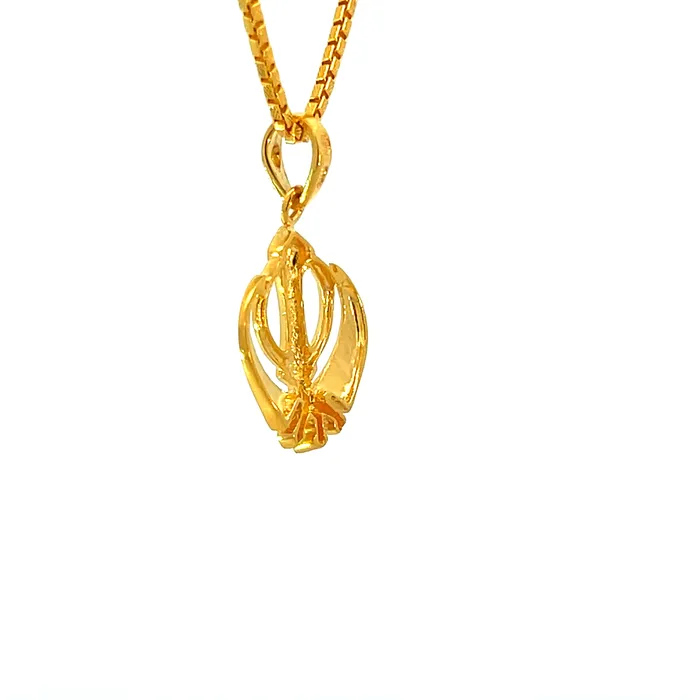 PreStyled Sets Gold Palace 22k Yellow Gold Khanda Religious Medium Pendants with gold weight of 275g