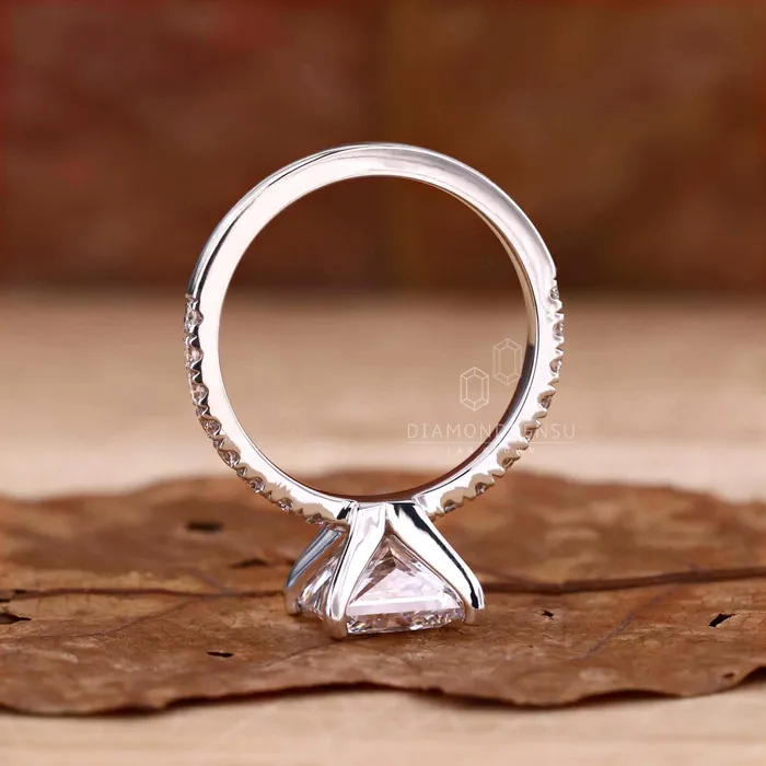 Princess Cut Lab Grown Diamond Pave Engagement Ring Diamondrensu Rings