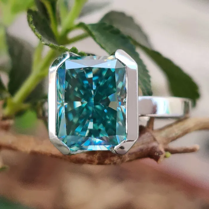 Radiant Engagement Ring Elegant Half Bezel Look Diamondrensu Rings