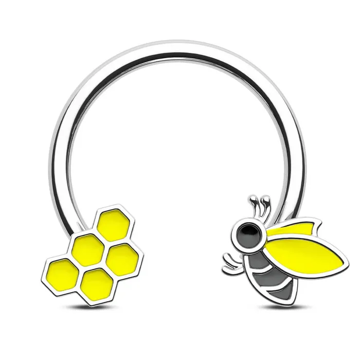 Rings 16G Bee Honeycomb Horseshoe Septum Ring and Daith Earring OUFER BODY JEWELRY Rings 16G Bee Honeycomb Horseshoe Septum Ring and Daith Earring OUFER BODY JEWELRY