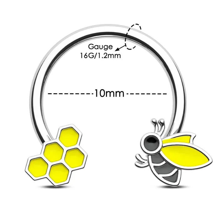 Rings 16G Bee Honeycomb Horseshoe Septum Ring and Daith Earring OUFER BODY JEWELRY Rings 16G Bee Honeycomb Horseshoe Septum Ring and Daith Earring OUFER BODY JEWELRY