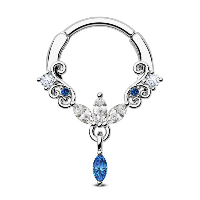 Rings 16G Lotus Floral Blossom Clicker Septum Ring OUFER BODY JEWELRY