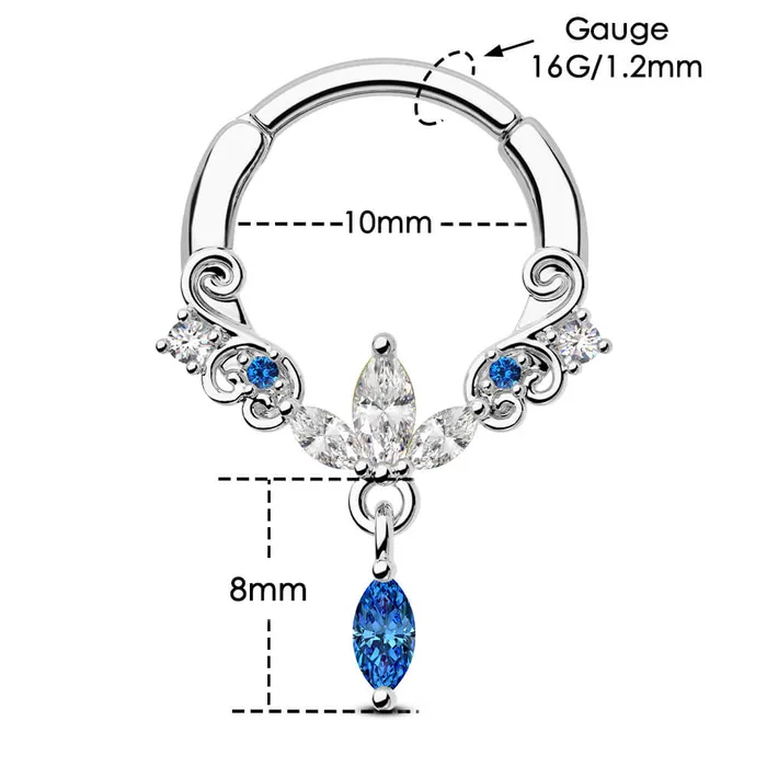 Rings 16G Lotus Floral Blossom Clicker Septum Ring OUFER BODY JEWELRY