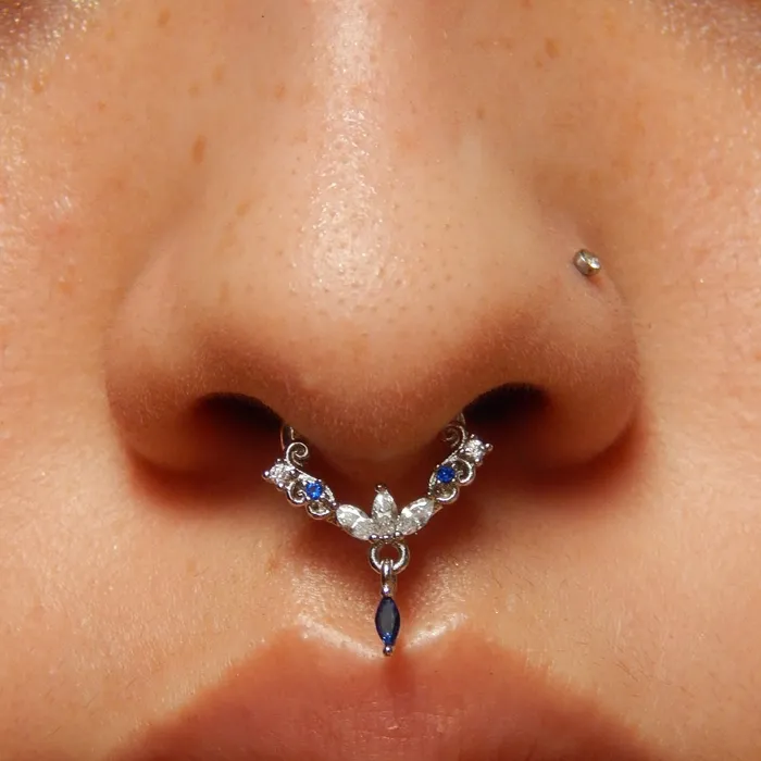 Rings 16G Lotus Floral Blossom Clicker Septum Ring OUFER BODY JEWELRY