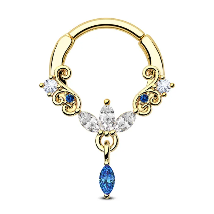 Rings 16G Lotus Floral Blossom Clicker Septum Ring OUFER BODY JEWELRY