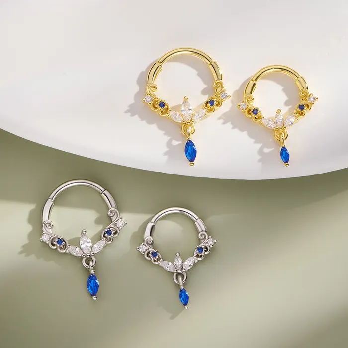 Rings 16G Lotus Floral Blossom Clicker Septum Ring OUFER BODY JEWELRY