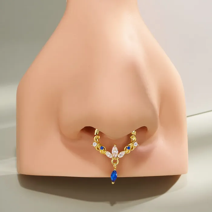 Rings 16G Lotus Floral Blossom Clicker Septum Ring OUFER BODY JEWELRY