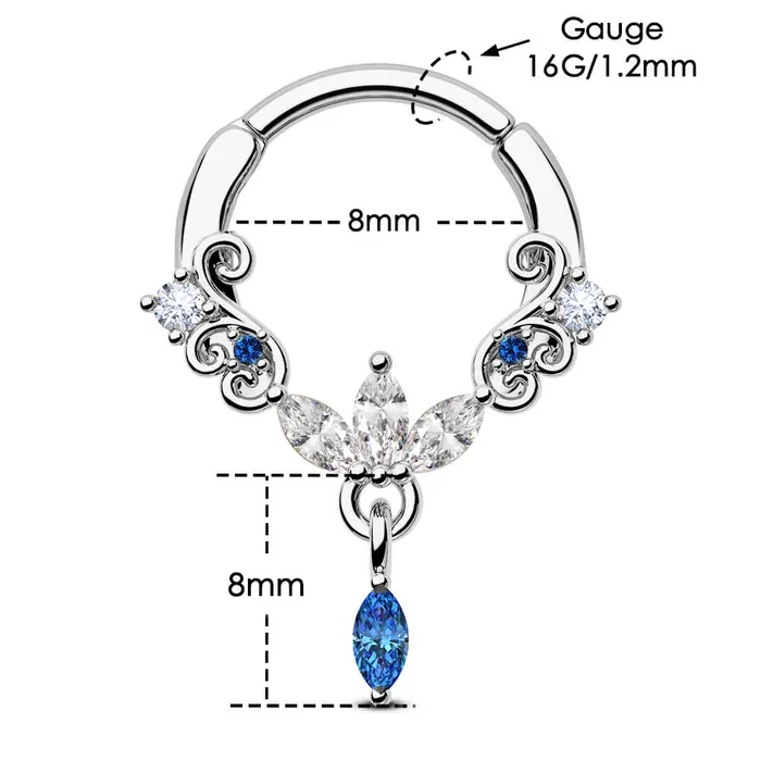 Rings 16G Lotus Floral Blossom Clicker Septum Ring OUFER BODY JEWELRY
