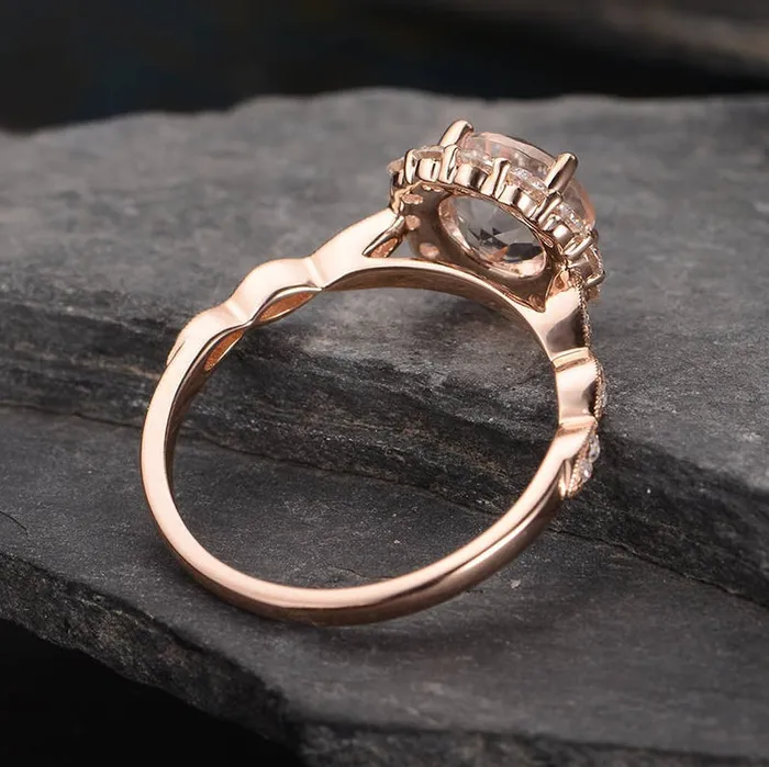 Rings Aquamarine Round Cut Halo Ring Vintage Inspired Flawless Moissanite Rings Aquamarine Round Cut Halo Ring Vintage Inspired Flawless Moissanite