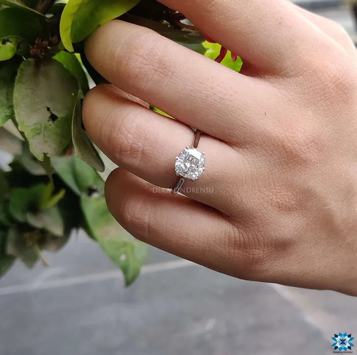 Rings Cushion Cut Six Prongs Moissanite Solitaire Ring 225 CT Moissanite Engagement Ring Anniversary Gift Ring for Her Diamondrensu