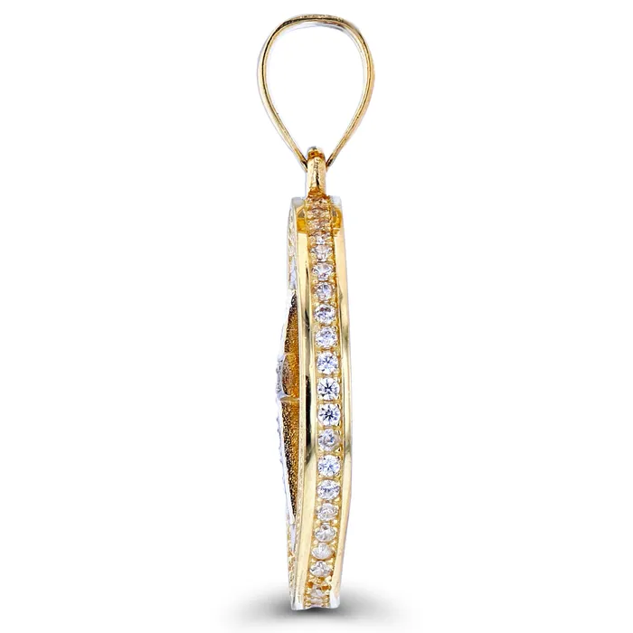 Rings DecadenceJewelry 14K TwoTone Gold 30x21mm Micropave Cross Circle Pendant Rings DecadenceJewelry 14K TwoTone Gold 30x21mm Micropave Cross Circle Pendant