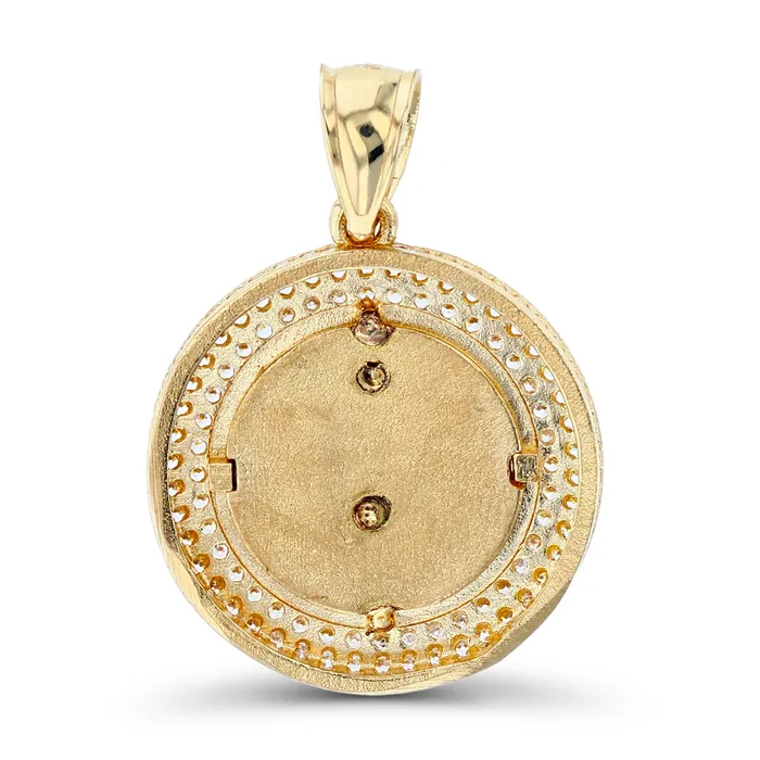 Rings DecadenceJewelry 14K TwoTone Gold 30x21mm Micropave Cross Circle Pendant Rings DecadenceJewelry 14K TwoTone Gold 30x21mm Micropave Cross Circle Pendant