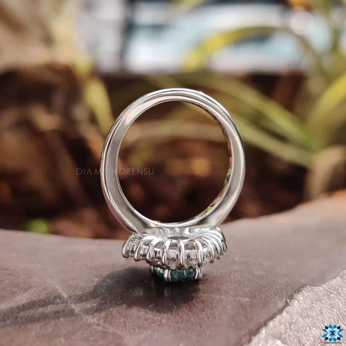 Rings Diamondrensu 081 CT Oval Cyan Blue Moissanite Ring Vintage Engagement Ring