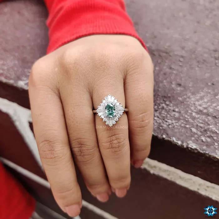 Rings Diamondrensu 081 CT Oval Cyan Blue Moissanite Ring Vintage Engagement Ring