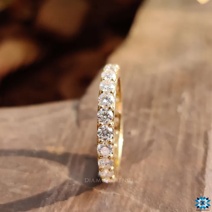 Rings Diamondrensu 143 TCW Round Brilliant Cut Moissanite Eternity Wedding Band Rings Diamondrensu 143 TCW Round Brilliant Cut Moissanite Eternity Wedding Band