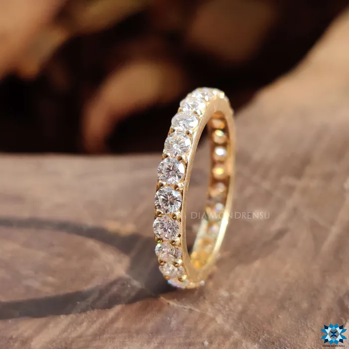 Rings Diamondrensu 143 TCW Round Brilliant Cut Moissanite Eternity Wedding Band Rings Diamondrensu 143 TCW Round Brilliant Cut Moissanite Eternity Wedding Band
