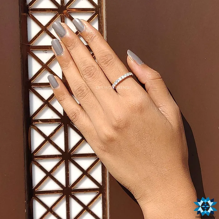 Rings Diamondrensu 143 TCW Round Brilliant Cut Moissanite Eternity Wedding Band Rings Diamondrensu 143 TCW Round Brilliant Cut Moissanite Eternity Wedding Band