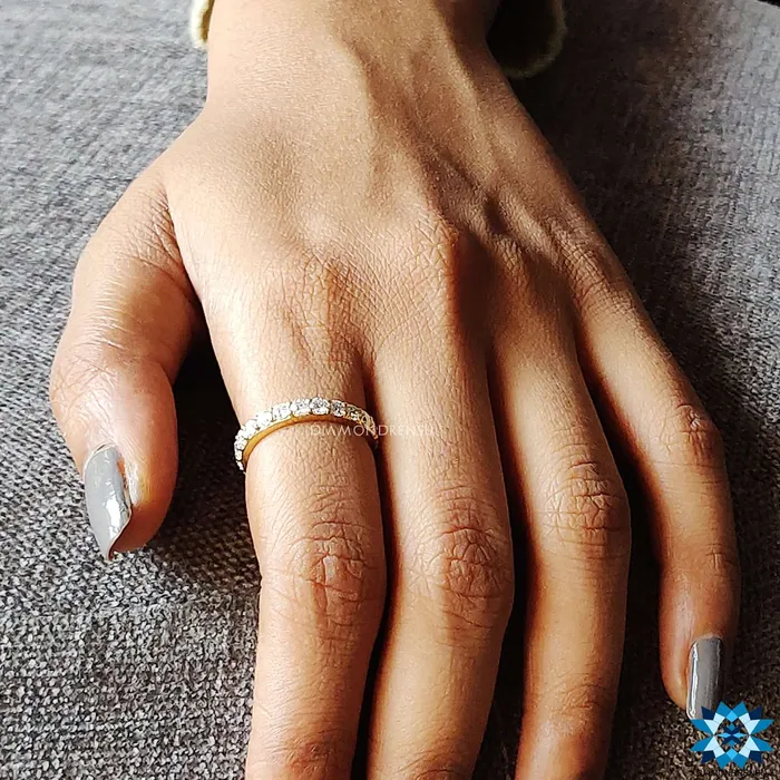 Rings Diamondrensu 143 TCW Round Brilliant Cut Moissanite Eternity Wedding Band Rings Diamondrensu 143 TCW Round Brilliant Cut Moissanite Eternity Wedding Band