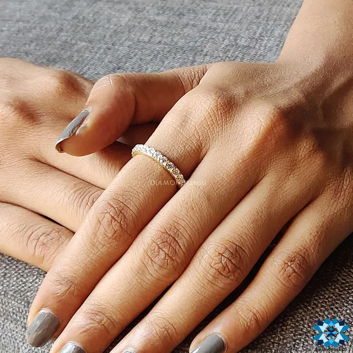 Rings Diamondrensu 143 TCW Round Brilliant Cut Moissanite Eternity Wedding Band Rings Diamondrensu 143 TCW Round Brilliant Cut Moissanite Eternity Wedding Band