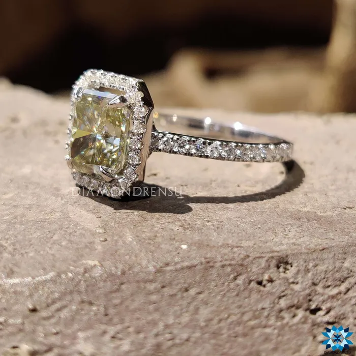 Rings Diamondrensu 332 TCW Radiant Cut Amazing Halo Pave Moissanite Engagement Ring Rings Diamondrensu 332 TCW Radiant Cut Amazing Halo Pave Moissanite Engagement Ring