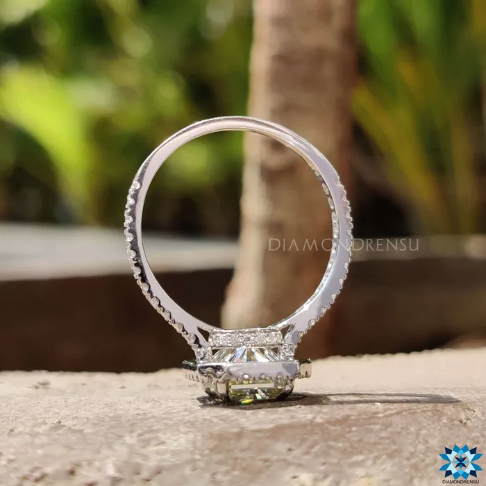 Rings Diamondrensu 332 TCW Radiant Cut Amazing Halo Pave Moissanite Engagement Ring Rings Diamondrensu 332 TCW Radiant Cut Amazing Halo Pave Moissanite Engagement Ring