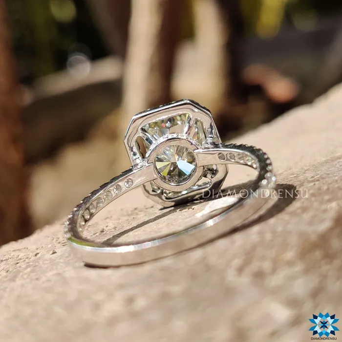 Rings Diamondrensu 332 TCW Radiant Cut Amazing Halo Pave Moissanite Engagement Ring Rings Diamondrensu 332 TCW Radiant Cut Amazing Halo Pave Moissanite Engagement Ring