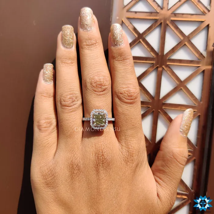 Rings Diamondrensu 332 TCW Radiant Cut Amazing Halo Pave Moissanite Engagement Ring Rings Diamondrensu 332 TCW Radiant Cut Amazing Halo Pave Moissanite Engagement Ring