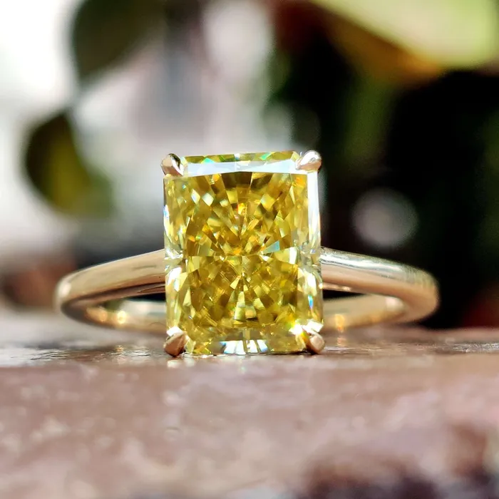 Rings Diamondrensu Canary Yellow 233 CT Radiant Moissanite Solitaire Engagement Ring Rings Diamondrensu Canary Yellow 233 CT Radiant Moissanite Solitaire Engagement Ring