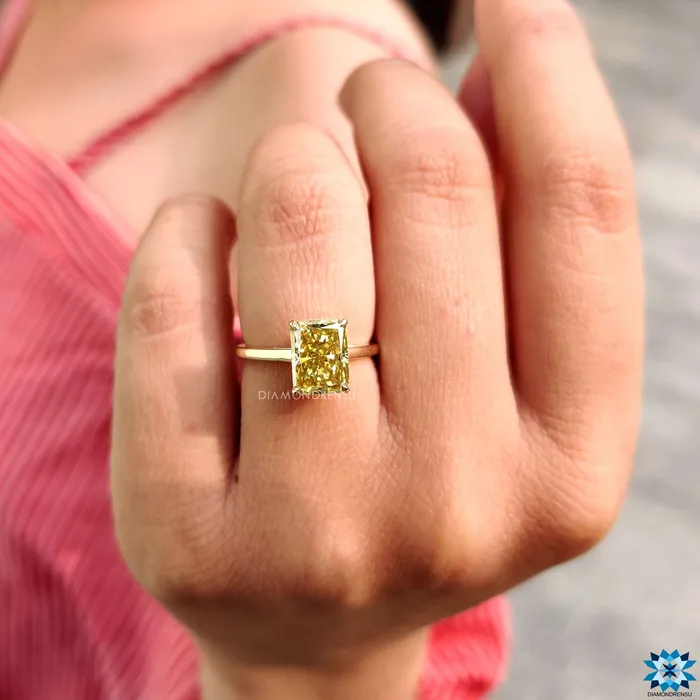 Rings Diamondrensu Canary Yellow 233 CT Radiant Moissanite Solitaire Engagement Ring Rings Diamondrensu Canary Yellow 233 CT Radiant Moissanite Solitaire Engagement Ring