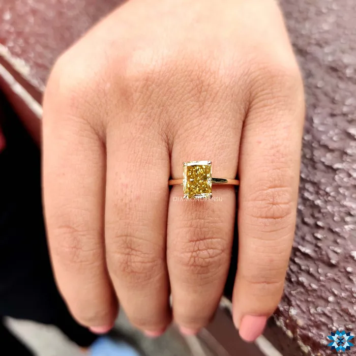 Rings Diamondrensu Canary Yellow 233 CT Radiant Moissanite Solitaire Engagement Ring Rings Diamondrensu Canary Yellow 233 CT Radiant Moissanite Solitaire Engagement Ring