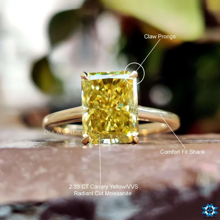 Rings Diamondrensu Canary Yellow 233 CT Radiant Moissanite Solitaire Engagement Ring Rings Diamondrensu Canary Yellow 233 CT Radiant Moissanite Solitaire Engagement Ring