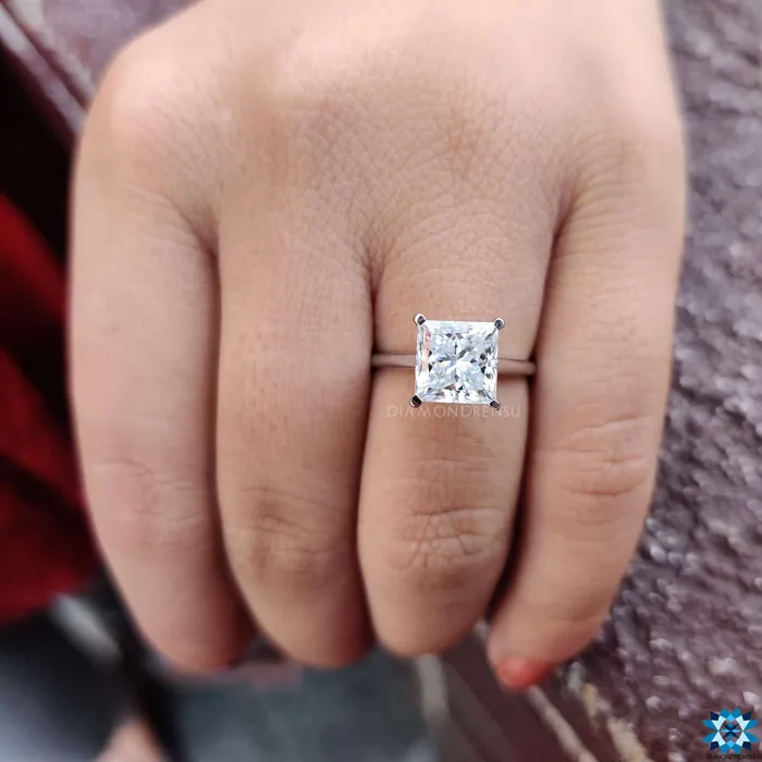 Rings Diamondrensu Eyecatching 251 CT Princess Cut Colorless Moissanite Solitaire Ring Rings Diamondrensu Eyecatching 251 CT Princess Cut Colorless Moissanite Solitaire Ring