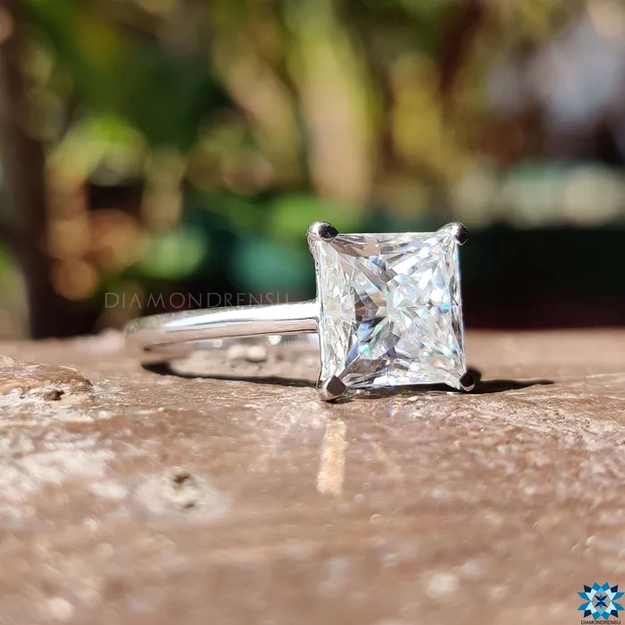 Rings Diamondrensu Eyecatching 251 CT Princess Cut Colorless Moissanite Solitaire Ring Rings Diamondrensu Eyecatching 251 CT Princess Cut Colorless Moissanite Solitaire Ring