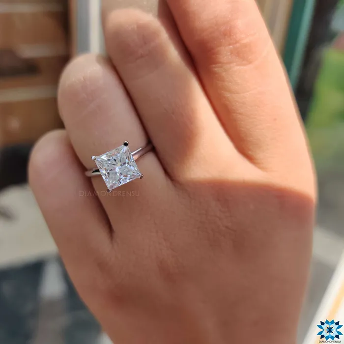 Rings Diamondrensu Eyecatching 251 CT Princess Cut Colorless Moissanite Solitaire Ring Rings Diamondrensu Eyecatching 251 CT Princess Cut Colorless Moissanite Solitaire Ring