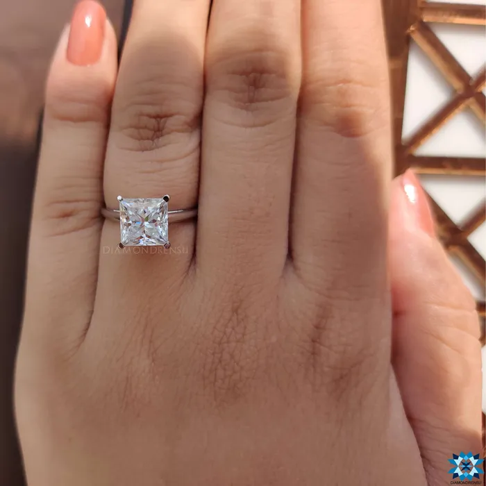 Rings Diamondrensu Eyecatching 251 CT Princess Cut Colorless Moissanite Solitaire Ring Rings Diamondrensu Eyecatching 251 CT Princess Cut Colorless Moissanite Solitaire Ring