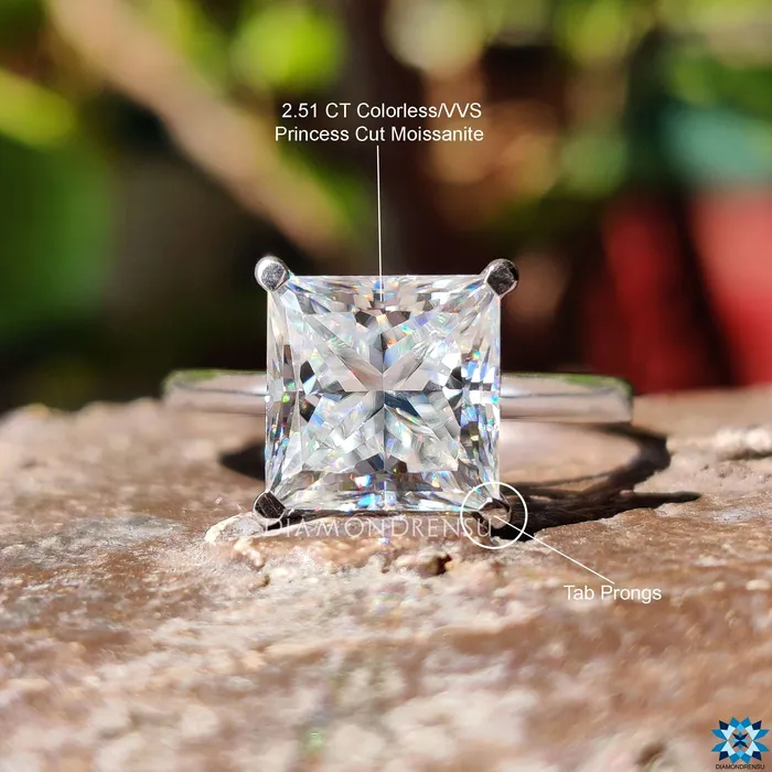 Rings Diamondrensu Eyecatching 251 CT Princess Cut Colorless Moissanite Solitaire Ring Rings Diamondrensu Eyecatching 251 CT Princess Cut Colorless Moissanite Solitaire Ring