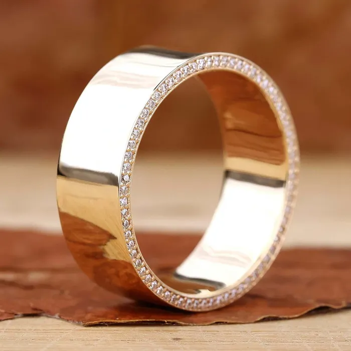 Rings Diamondrensu Round Cut Channel Set Diamond Mens Wedding Ring