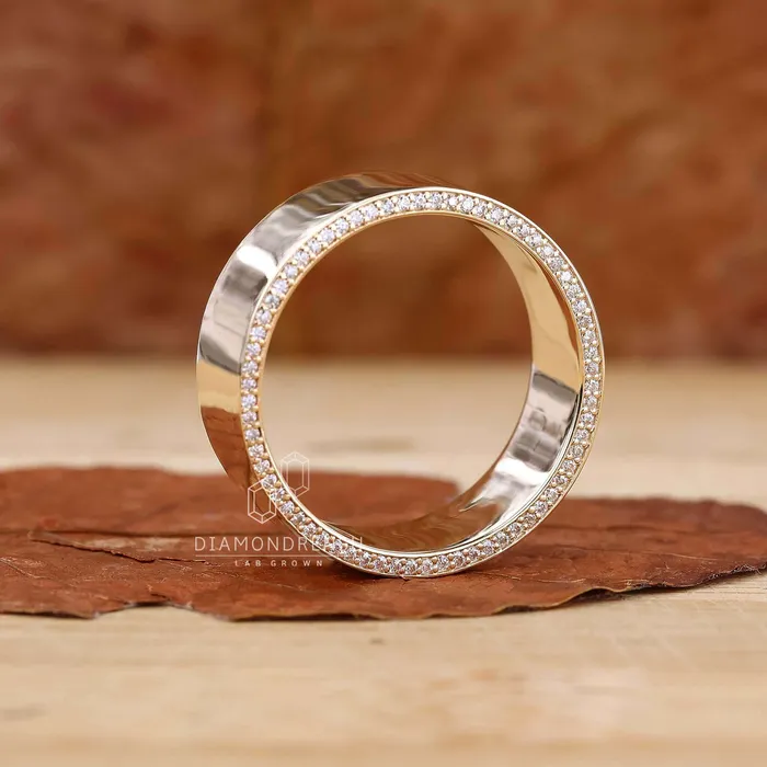 Rings Diamondrensu Round Cut Channel Set Diamond Mens Wedding Ring
