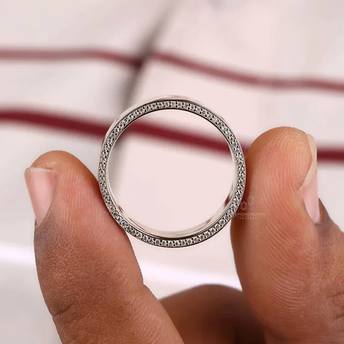 Rings Diamondrensu Round Cut Channel Set Diamond Mens Wedding Ring