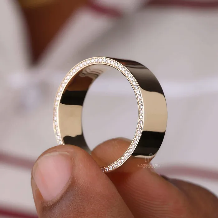 Rings Diamondrensu Round Cut Channel Set Diamond Mens Wedding Ring