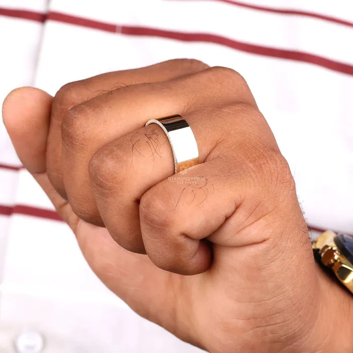 Rings Diamondrensu Round Cut Channel Set Diamond Mens Wedding Ring