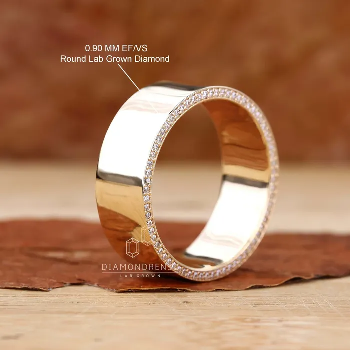 Rings Diamondrensu Round Cut Channel Set Diamond Mens Wedding Ring