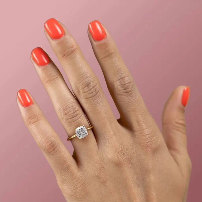 Rings Flawless Moissanite Cushion Cut Moissanite Ring Hidden Halo Design Rings Flawless Moissanite Cushion Cut Moissanite Ring Hidden Halo Design