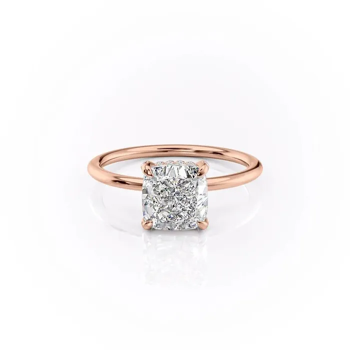 Rings Flawless Moissanite Cushion Cut Moissanite Ring Hidden Halo Design Rings Flawless Moissanite Cushion Cut Moissanite Ring Hidden Halo Design