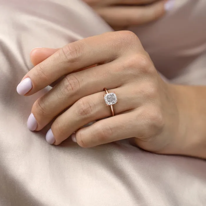Rings Flawless Moissanite Cushion Cut Moissanite Ring Hidden Halo Design Rings Flawless Moissanite Cushion Cut Moissanite Ring Hidden Halo Design