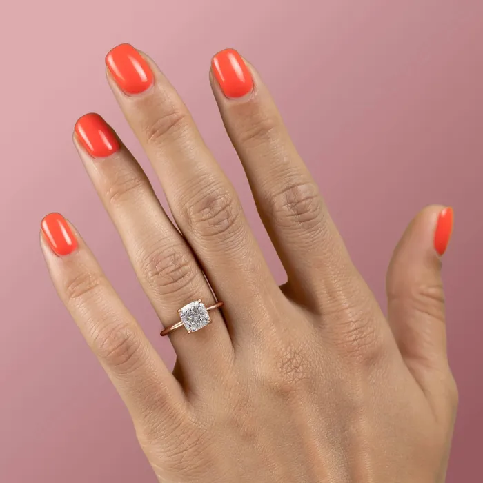 Rings Flawless Moissanite Cushion Cut Moissanite Ring Hidden Halo Design Rings Flawless Moissanite Cushion Cut Moissanite Ring Hidden Halo Design