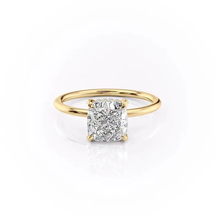 Rings Flawless Moissanite Cushion Cut Moissanite Ring Hidden Halo Design Rings Flawless Moissanite Cushion Cut Moissanite Ring Hidden Halo Design