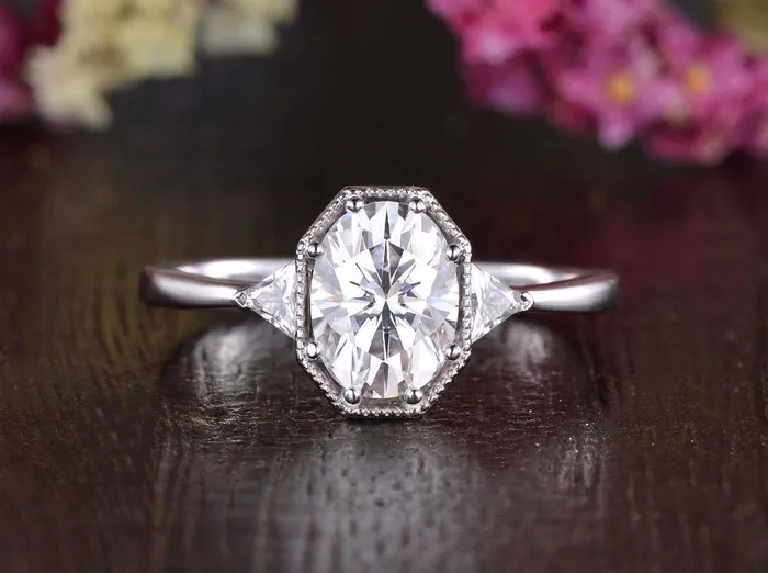 Rings Flawless Moissanite Oval Cut Moissanite Engagement Ring Edwardian Design Rings Flawless Moissanite Oval Cut Moissanite Engagement Ring Edwardian Design